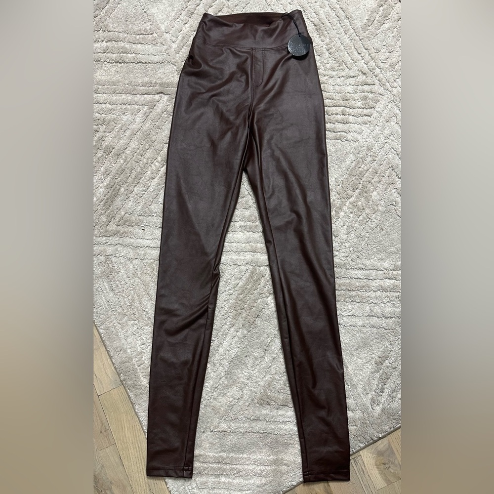 Aerie Chocolate Brown Leggings faux leather
